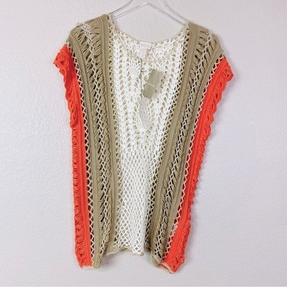 Chico’s Gloria Color Block Open Knit Crochet Sweater Size XL/16 - Picture 3 of 10